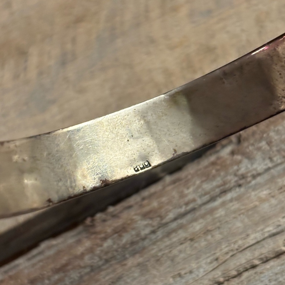 Antique Art Glass 800 Silver Bangle - Picture 5 of 7